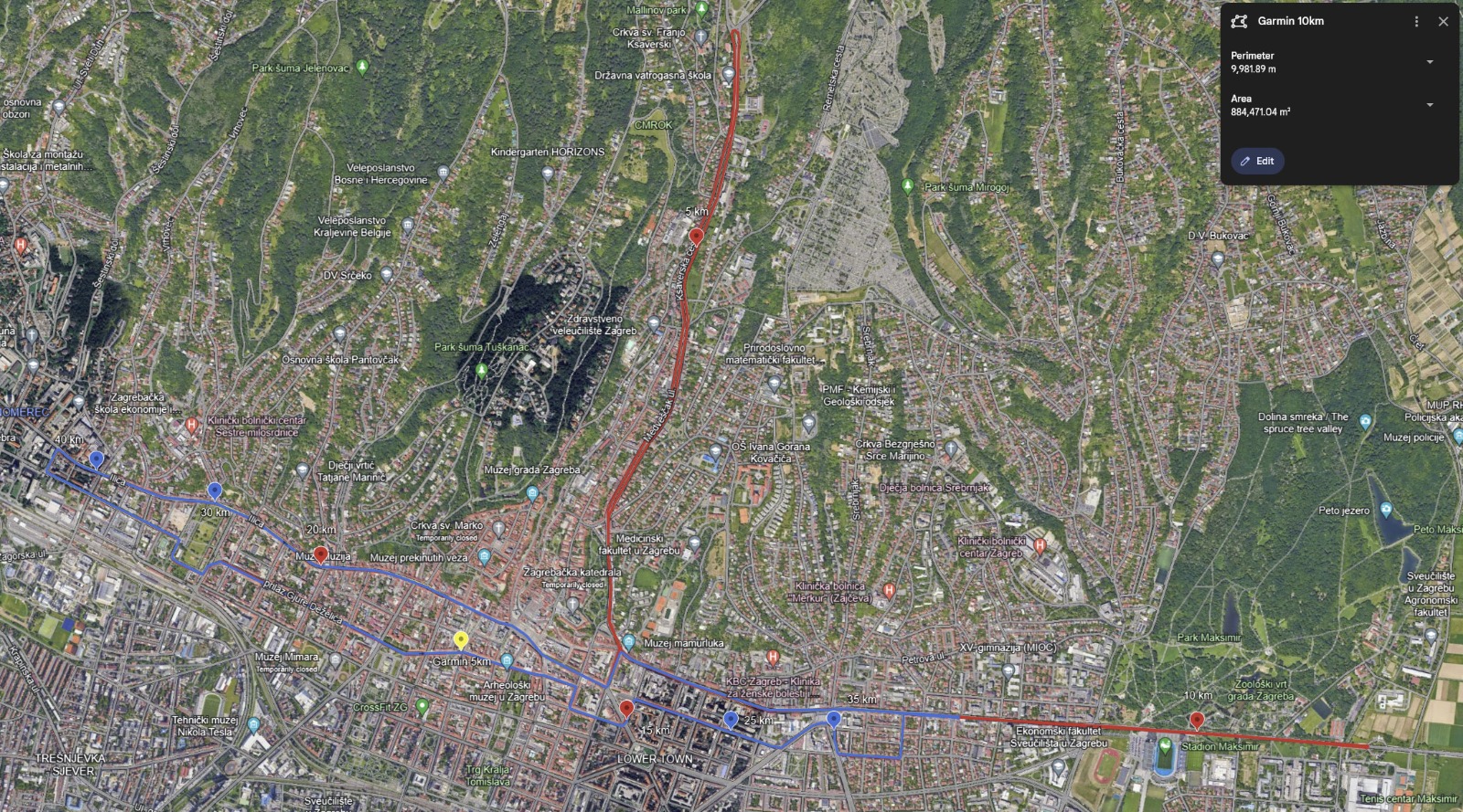 Race map of the 2026 World Masters Athletics Marathon Championship route through Zagreb