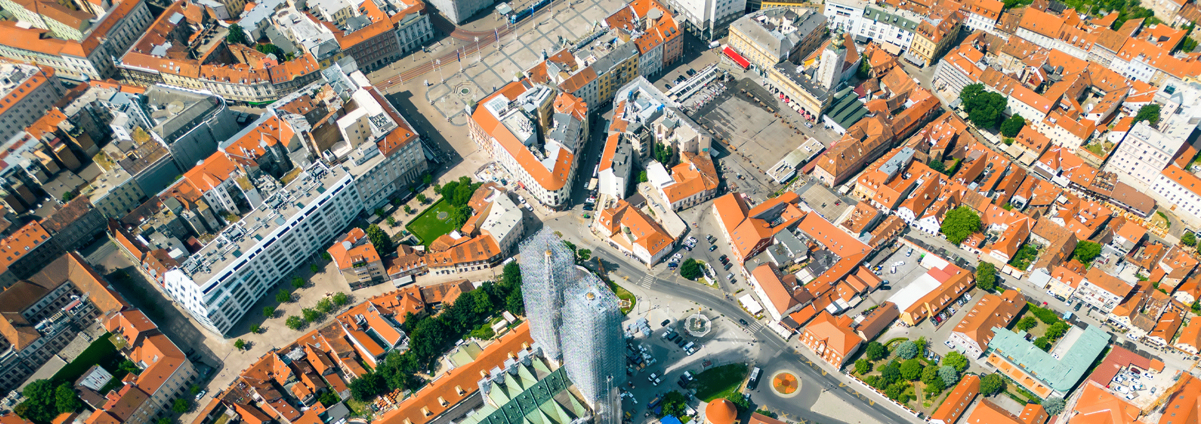 Aerial view of Zagreb city center